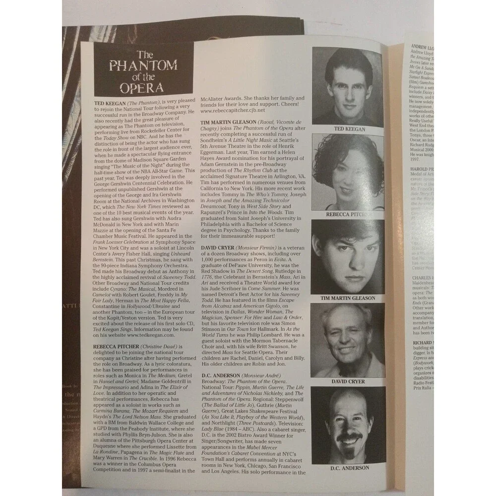 VTG Phantom of the Opera Souvenir Program w/Inserts